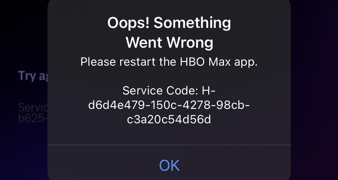 HBO Max ‘Oops, Something Went Wrong