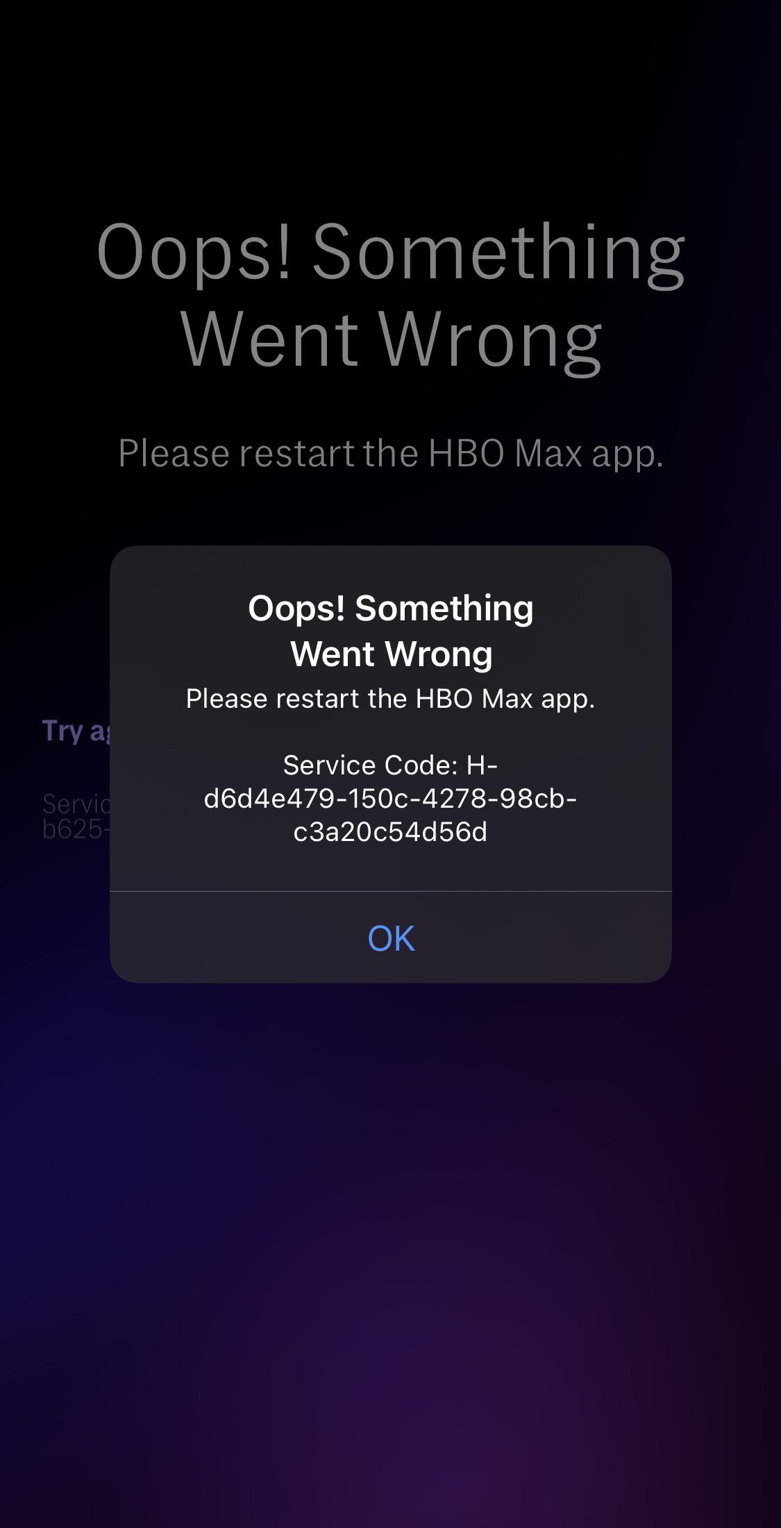 HBO Max ‘Oops, Something Went Wrong