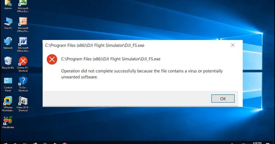 Operation did not Complete Successfully Because the File Contains a Virus