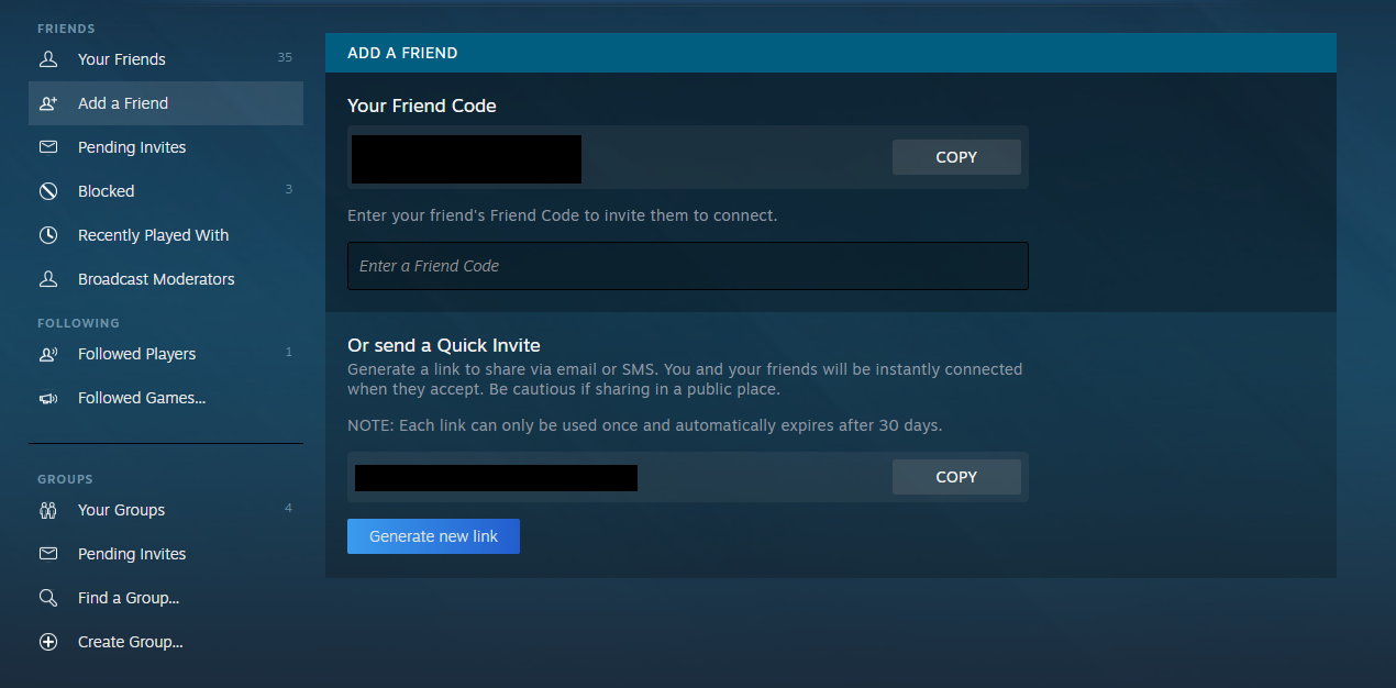 Steam Friend Code
