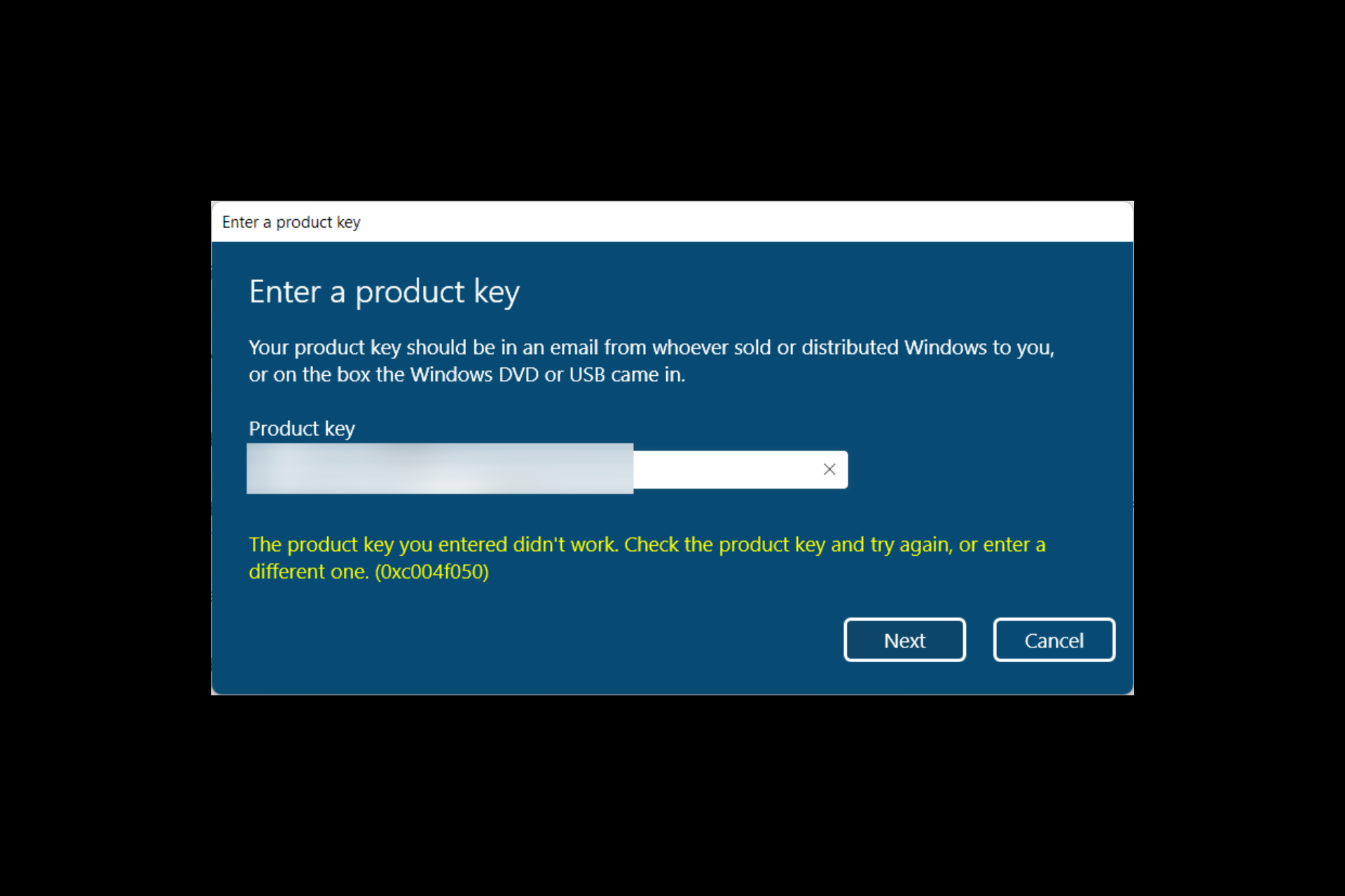 Activation Key Not Working in Windows 11